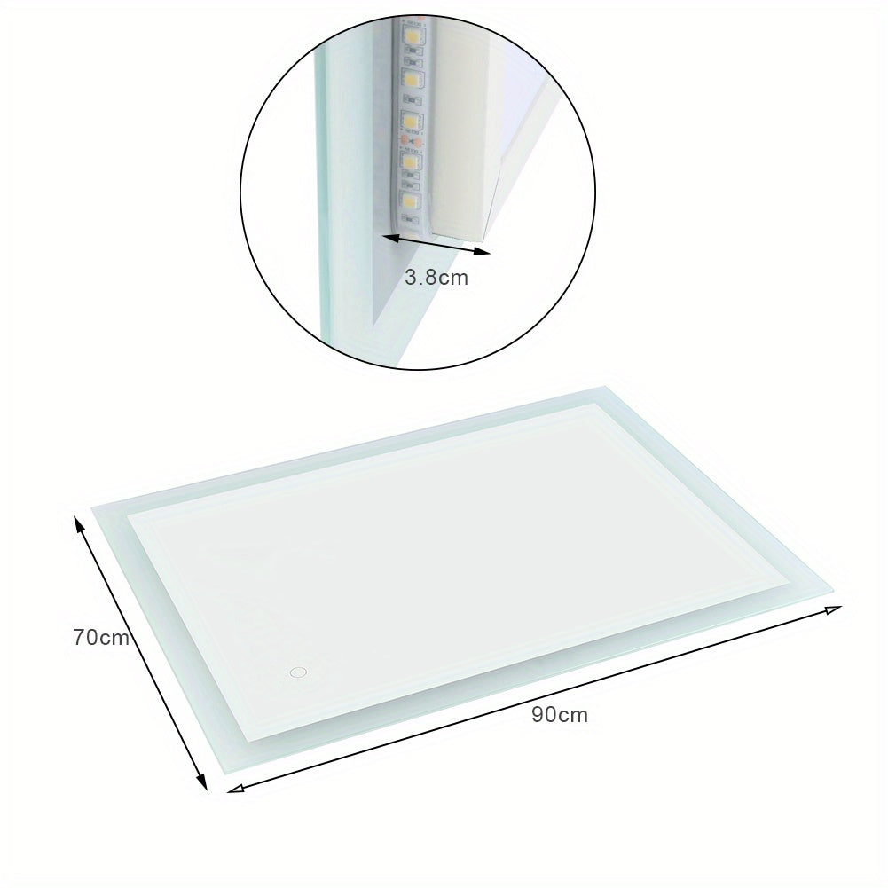 Badkamerspiegel – Wandspiegel – Makeup Spiegel – Slaapkamerspiegel – Aluminium Spiegel – Wit – 90x70 cm – Stevig Aluminium Frame – Eenvoudige Wandmontage