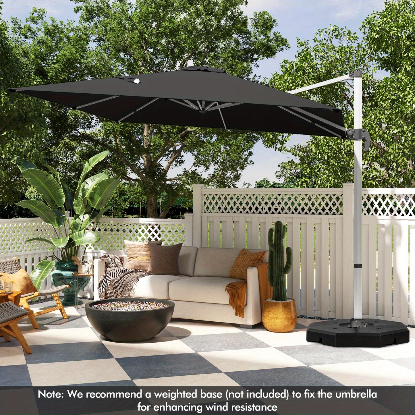 Parasol – Zweefparasol – Tuinparasol – Balkonparasol – Stokparasol – 300 cm – 360° Draaibaar – Aluminium Frame – Scheurbestendig Polyester – Kantelbaar – Met Kruisvoet – Windventilatie