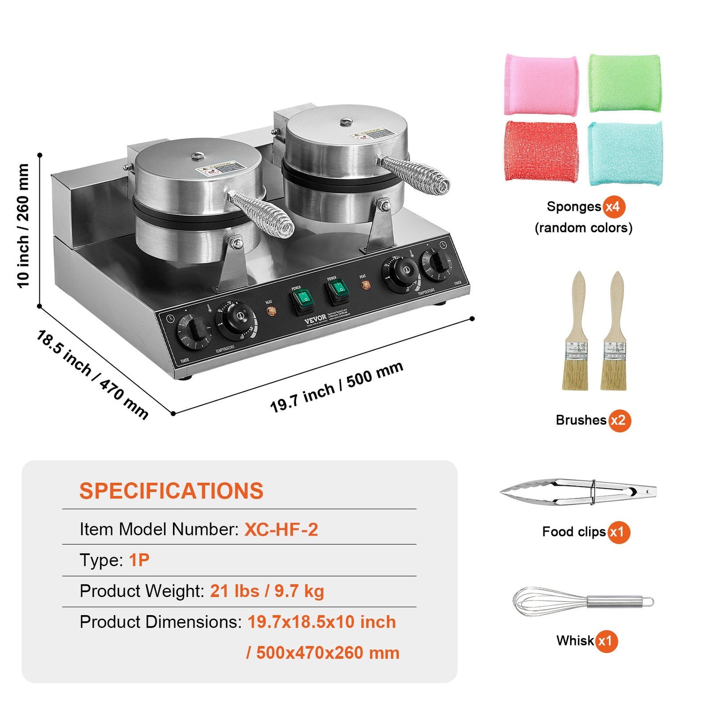 Wafelijzer – Wafelmaker – Wafelapparaat – Wafelijzer Rond – Dubbelzijdig – RVS – 2460W Vermogen – Instelbare Temperatuur