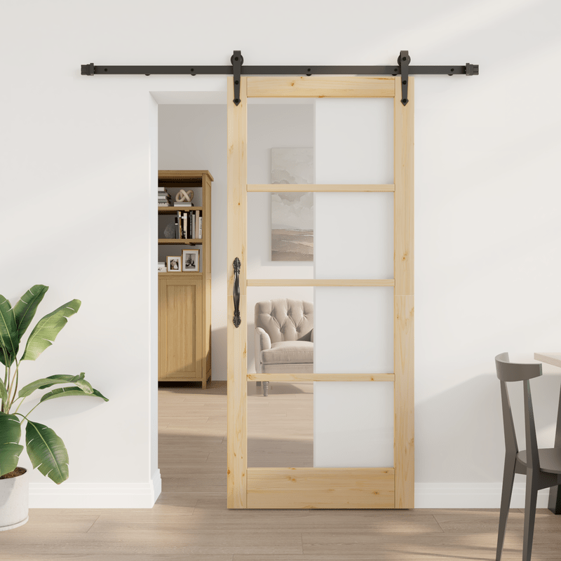 Schuifdeur – Binnendeur – Deur – Schuifdeursysteem – Kamerscheider – Ruimtebesparend Ontwerp – Hout Met Metaal – 86x198,5 cm – Eenvoudige Montage