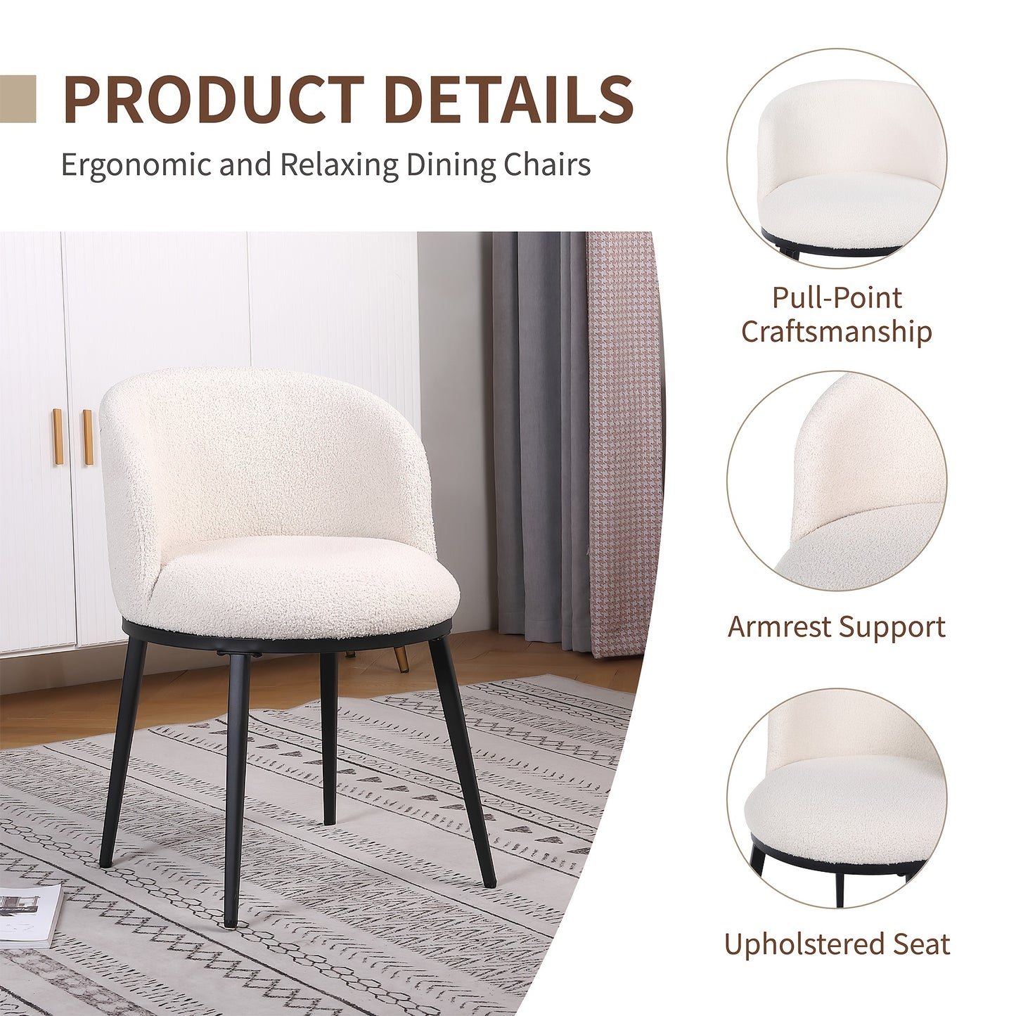 Eetkamerstoelen – Dining Stoelen – Keukenstoelen – Woonkamerstoelen – Café Stoelen – Set van 2 – Ergonomisch Armlos Design – Velvet Bekleding Met Metalen Frame