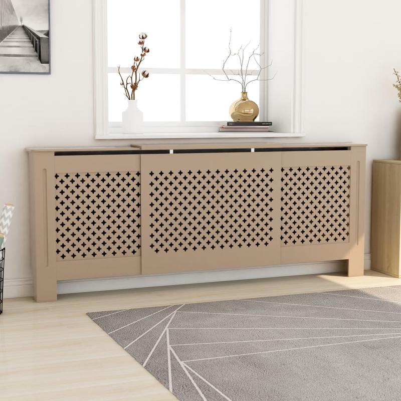 Radiatorombouw – Radiatorbekleding – Radiatoromkasting – Verwarmingsombouw – Radiatorpaneel – MDF – 205 cm Breed – Beige Neutrale Kleur