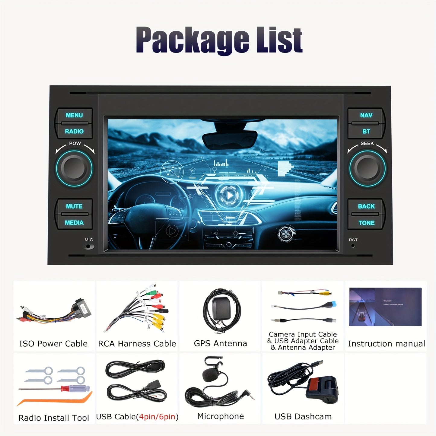 Android Car Radio – Auto Multimedia Systeem – Navigatie Unit – Auto Headunit – GPS Speler – Met Microfoon en Dashcam – 7 Inch HD Touchscreen – 4GB RAM 64GB Opslag