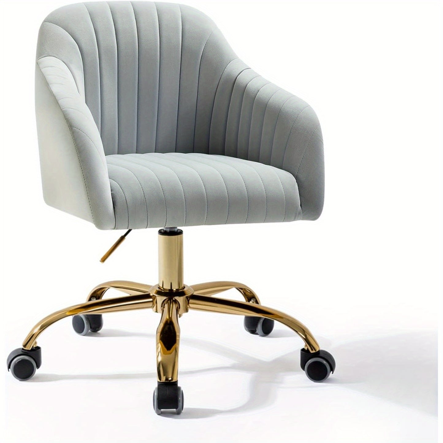 Bureaustoel – Bureaustoel Zwart – Bureaustoel Met Wielen – Bureaustoel Met Armleuningen – Draaistoel – Verstelbare Hoogte – Luxe Fluwelen Bekleding – Stevig Houten & Metalen Frame