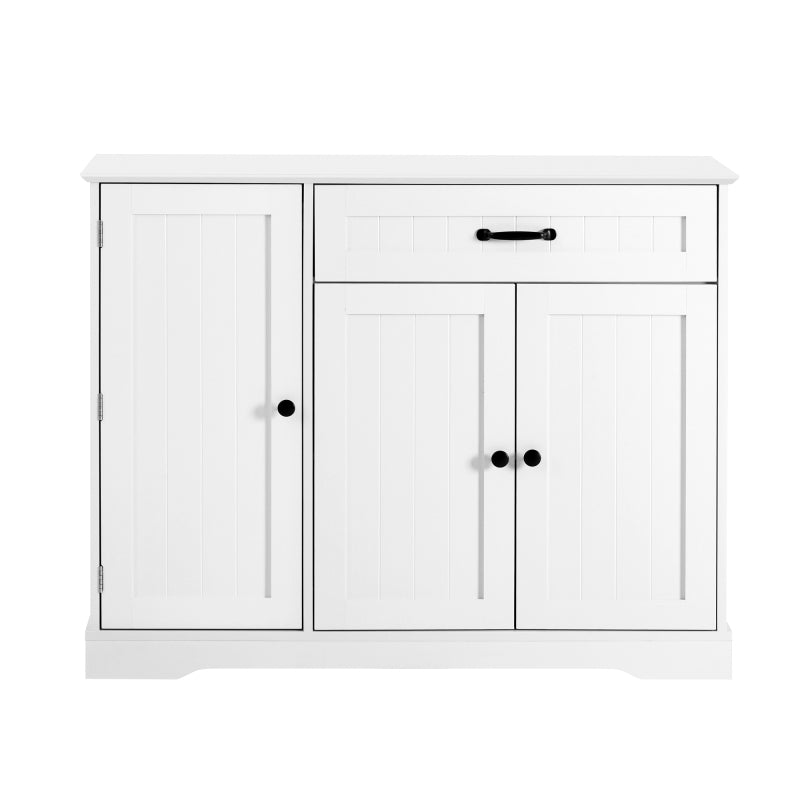 Dressoir – Sideboard – Buffetkast – Opbergkast – Woonkamerkast – Modern Elegant – 3 Deuren + Lade – MDF Wit – Verstelbare Planken – 40 KG Draagvermogen