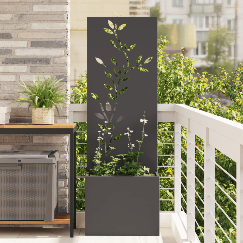 Grote Zwarte Metalen Bloempot – Outdoor Plantenbak – Balkon Bloembak – Moderne Tuinbak – Verticale Plantenbak – Duurzame Metaalconstructie – 50x140 cm Space-Saving Design
