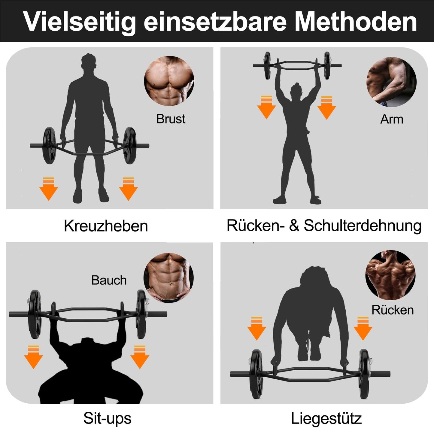 Trap Bar – Hex Bar – Halterstang – Olympische Bar – Shrug Bar – Vouwbare Handgrepen – Massief Staal – 363 Kg Belastbaar