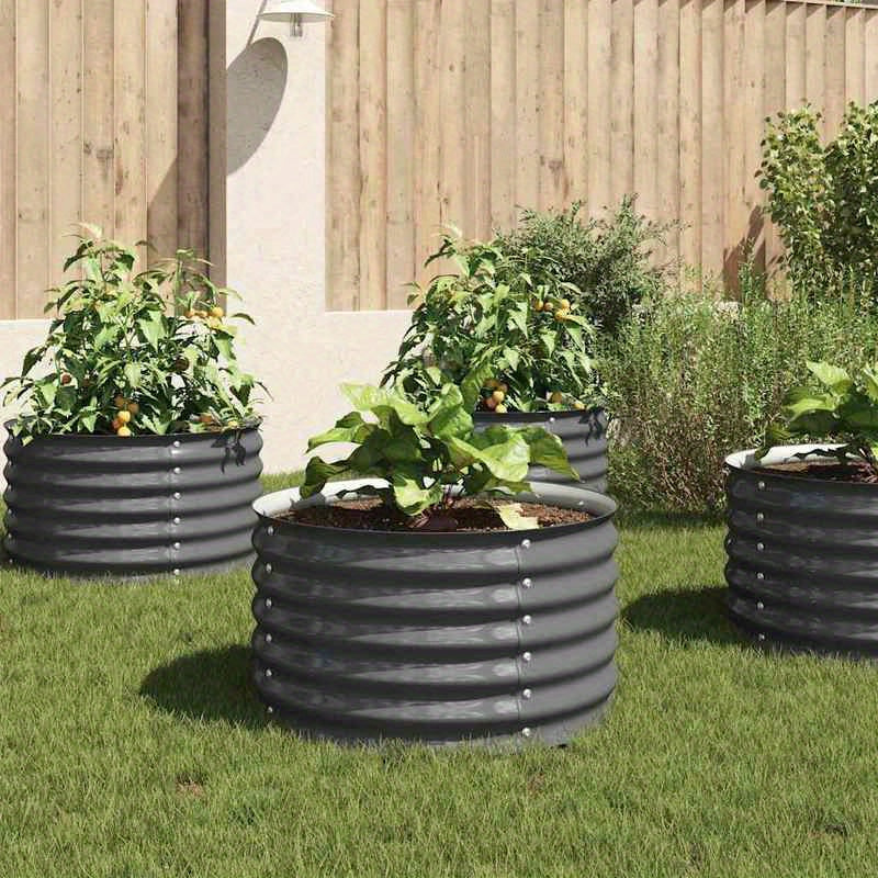 Hoogtebak – Verhoogde Tuinbak – Plantenbak – Moestuinbak – Kruidenbak – Verzinkt Staal – 80x80x44 cm – Roestbestendig – Modern Grijs Design