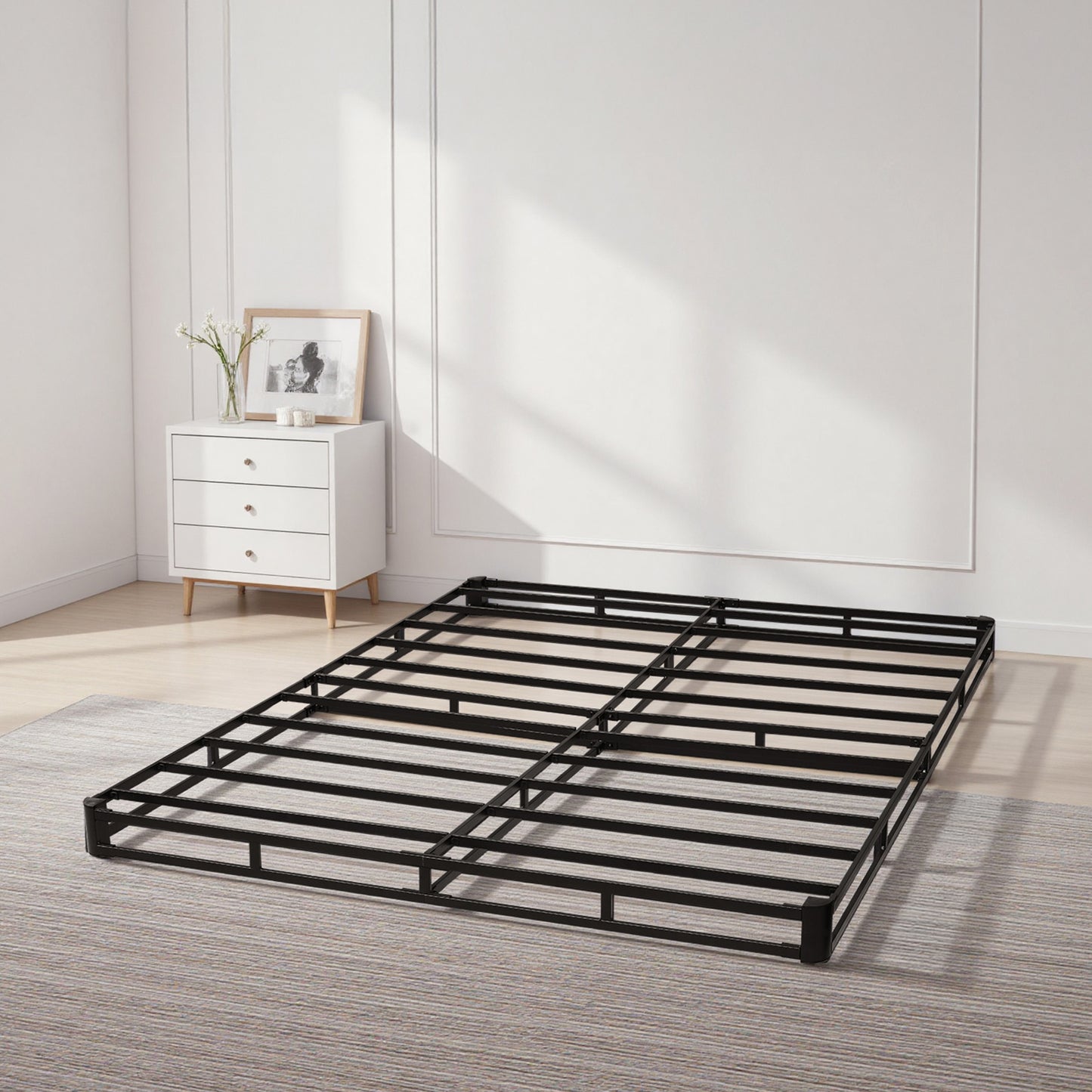 Boxspring Bedbodem – Boxspring Onderstel – Bedframe – Matras Ondersteuning – Queen Size – Staal Frame – Antislip Stoffen Hoes – 200x151x10 cm – Draagvermogen 1600 kg