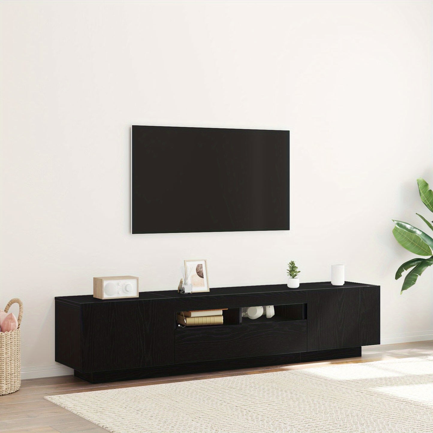 TV-meubel – Tv-kast – Media meubel – TV-standaard – Entertainmentkast – Noir – Strak en duurzaam composietmateriaal – Compact 120 cm breed