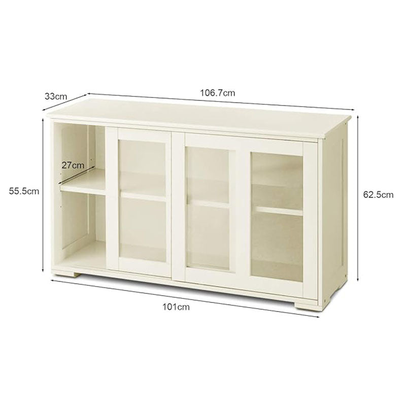Dressoir – Buffet – Opbergkast – Ladekast – Keukenkast – Schuifdeuren van Gehards Glas – Verstelbare Plank in 3 Posities – 107 x 33 x 64 cm