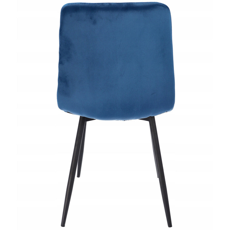 Eetkamerstoel – Stoel – Kuipstoel – Vergaderstoel – Zwart Metalen Poot – Set Van 2 – Navy Blauw – Velvet Bekleding – Hoge Rugleuning – Maximaal 130 kg Draagvermogen