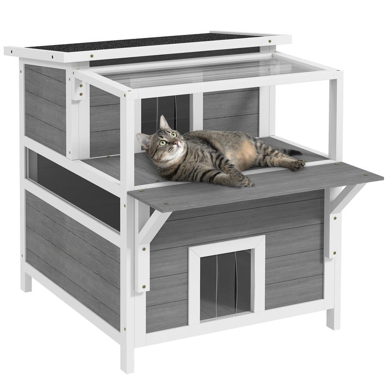 Kattenhuis – Kattenverblijf – Kattenhuisje – Kattenhok – Kattencondo – 2 Verdiepingen Met Balkon – Weerbestendig En Duurzaam – Ruim Ontwerp Voor Grote Katten