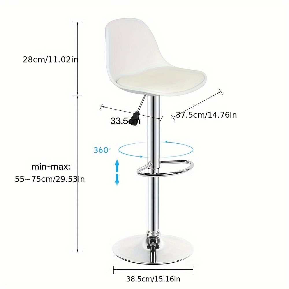 Barstoel – Barkruk – Barstoel Kruk – Keukenstoel – Barstoel Set Van 2 – 360° Draaibaar – PU Bekleding Met Chroom Onderstel