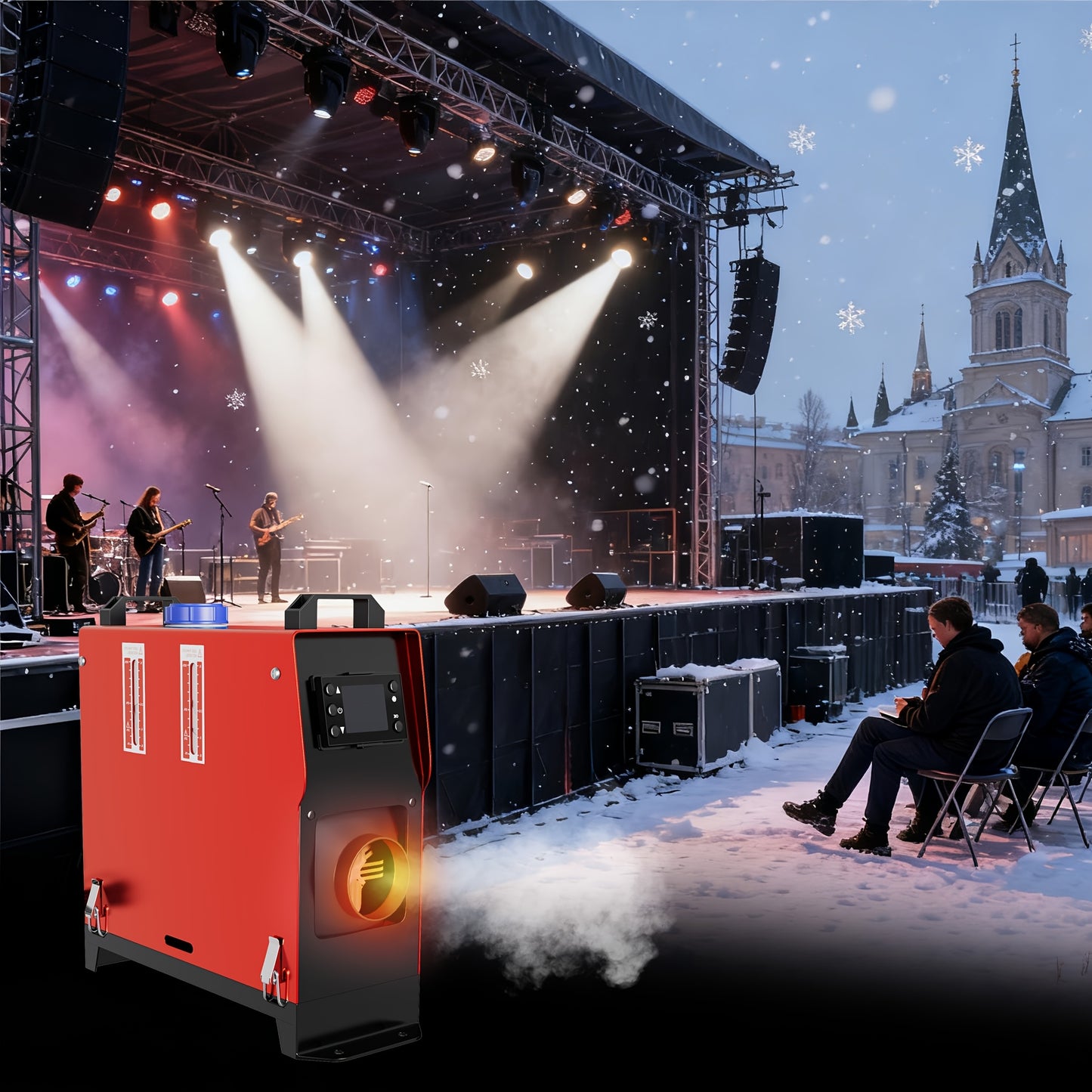 12V 8KW Diesel Air Heater – Dieselkachel – Verwarming – Auxiliary Heater – Standkachel – Met LCD Display – Geluidsarm en Snelle Opwarming – Zwart/Rood