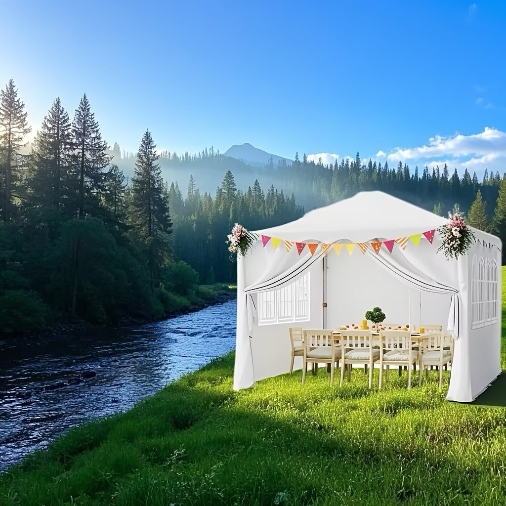 Vouwpaviljoen 3x3 Meter – Tuinpaviljoen – Partytent – Opvouwbare Tent – Schaduwdoek – Wit – UV Bescherming 50+ – Stevig Gepoedercoat Stalen Frame