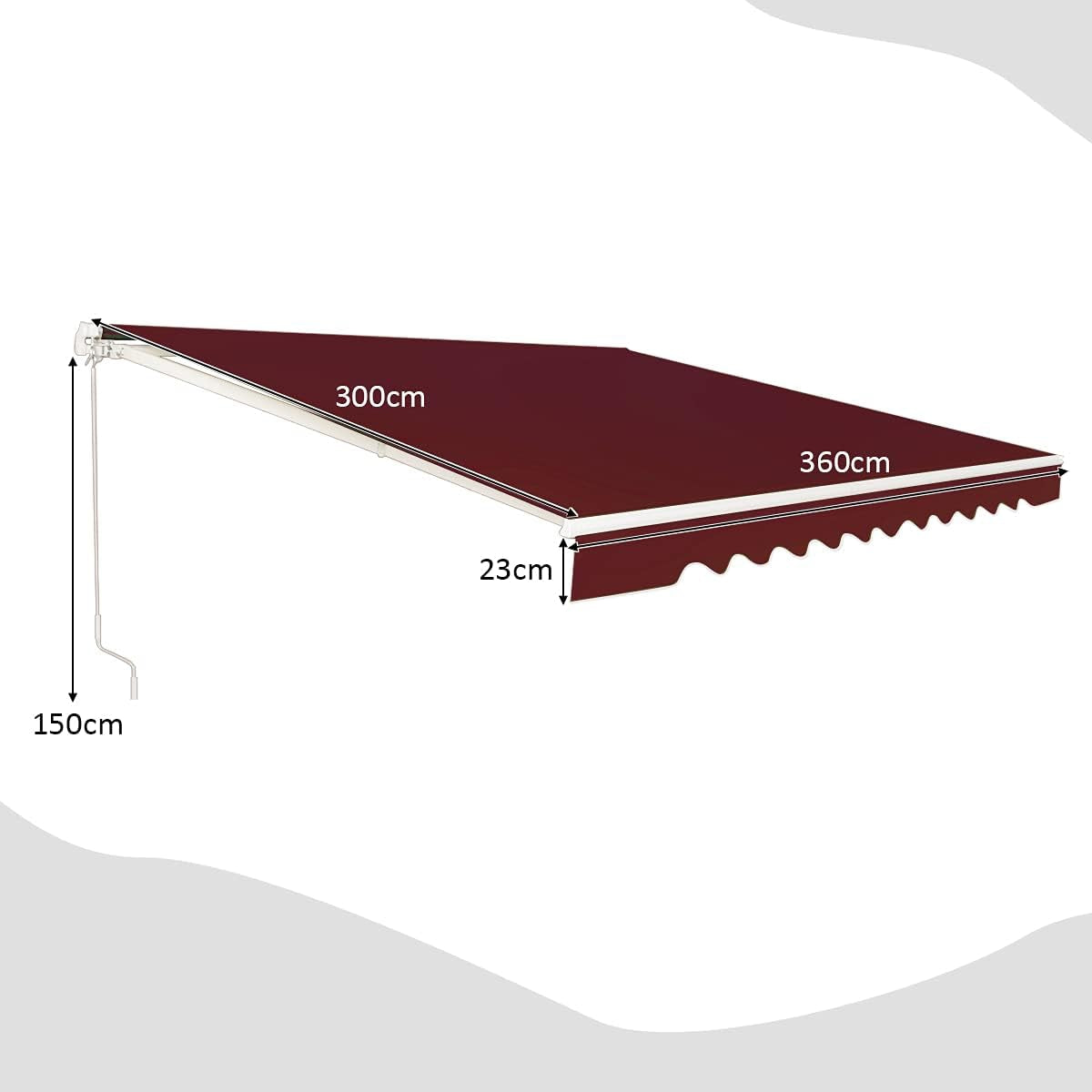 Uitschuifbare Zonwering – Terrasoverkapping – Markies – Zonnescherm – Pergola Zonwering – 3 x 2,5 m – Instelbare Hoek 40°-100° – Handmatige Zwengelbediening