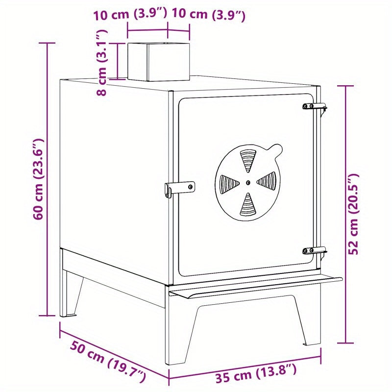 Campingkachel – Kampeer kachel – Houtkachel – Buiten kachel – Tentkachel – Zwart – Stalen Behuizing – Compact 35x50x60 cm