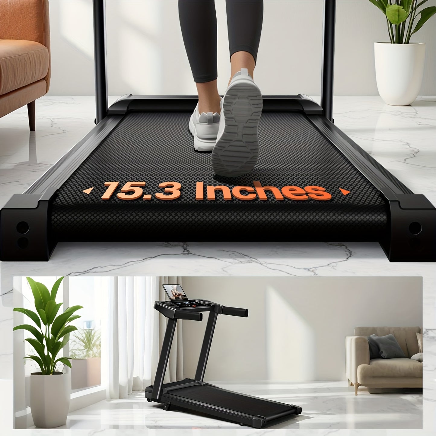 Loopband – Hardloopband – Fitnessband – Trainingsband – Opvouwbare Loopband – Verstelbare Hellingshoek 6% – Triple Touchscreen Display – Compact & Draagbaar Design
