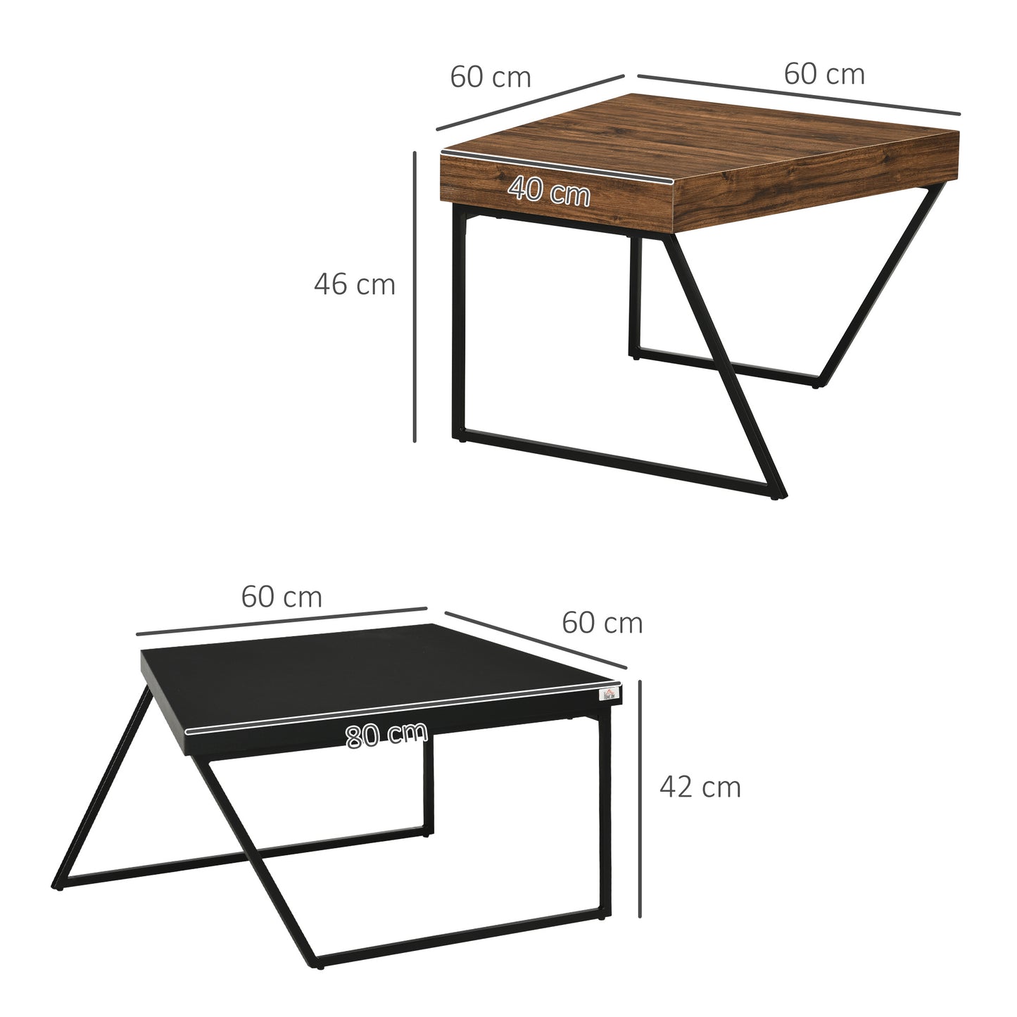 Salontafel Set – Bijzettafel – Koffietafel – Woonkamertafel – Tafeltje – Industrieel Design – Stalen Poten – Zwart – Set Van 2 – Multifunctioneel Gebruik