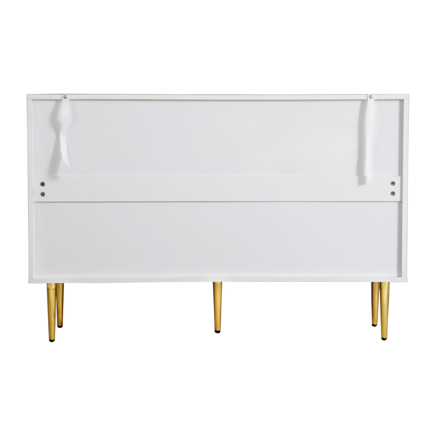 Dresser with 3 Doors, with Metal Feet And Glass Doors, White, Dimensions: 120 X 38 X 79.5 Cm