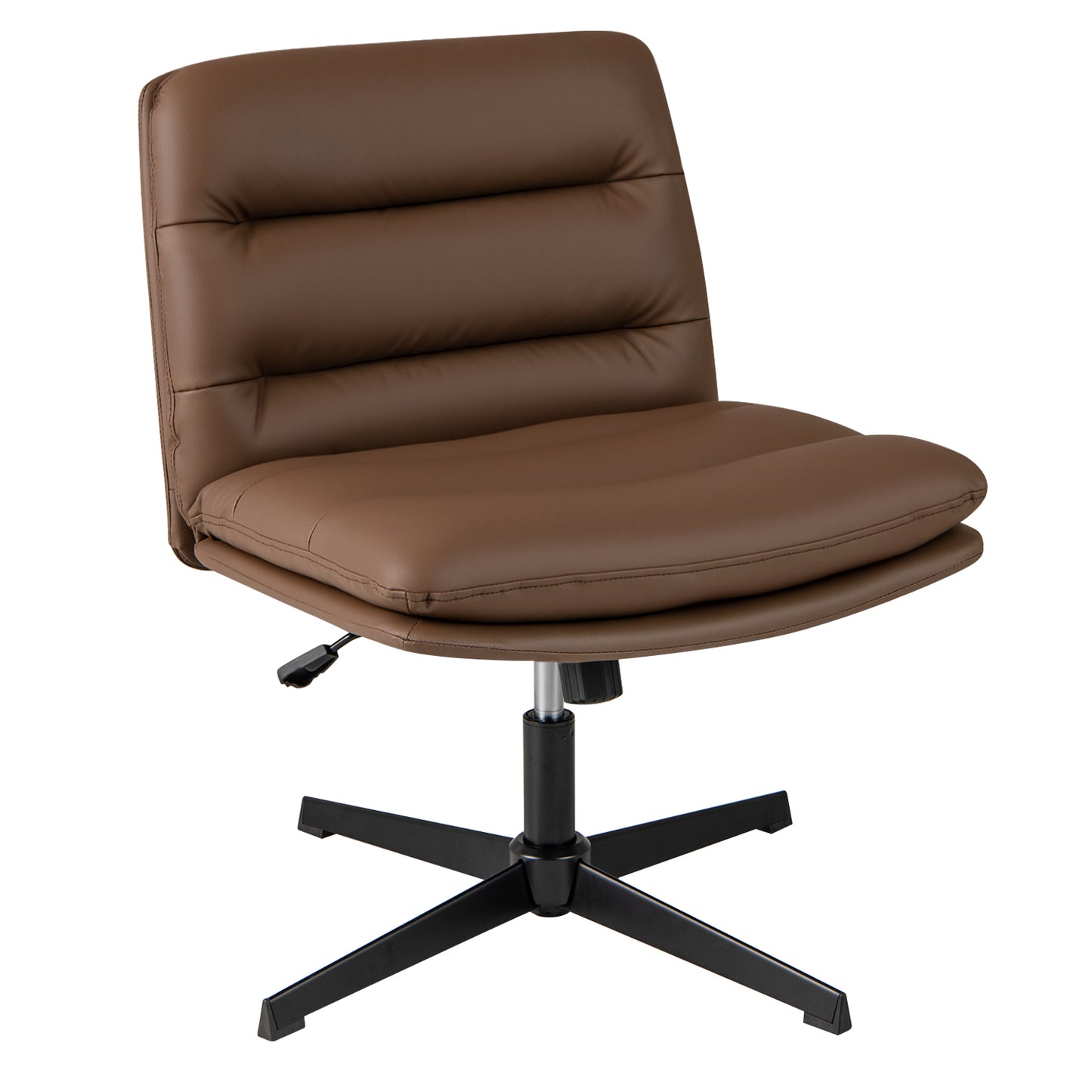 Criss Cross Stoel – Kruisslag Stoel – Armlos Bureaustoel – Draaistoel – Make-up Stoel – Hoogte Verstelbaar – PU Leder Bruin