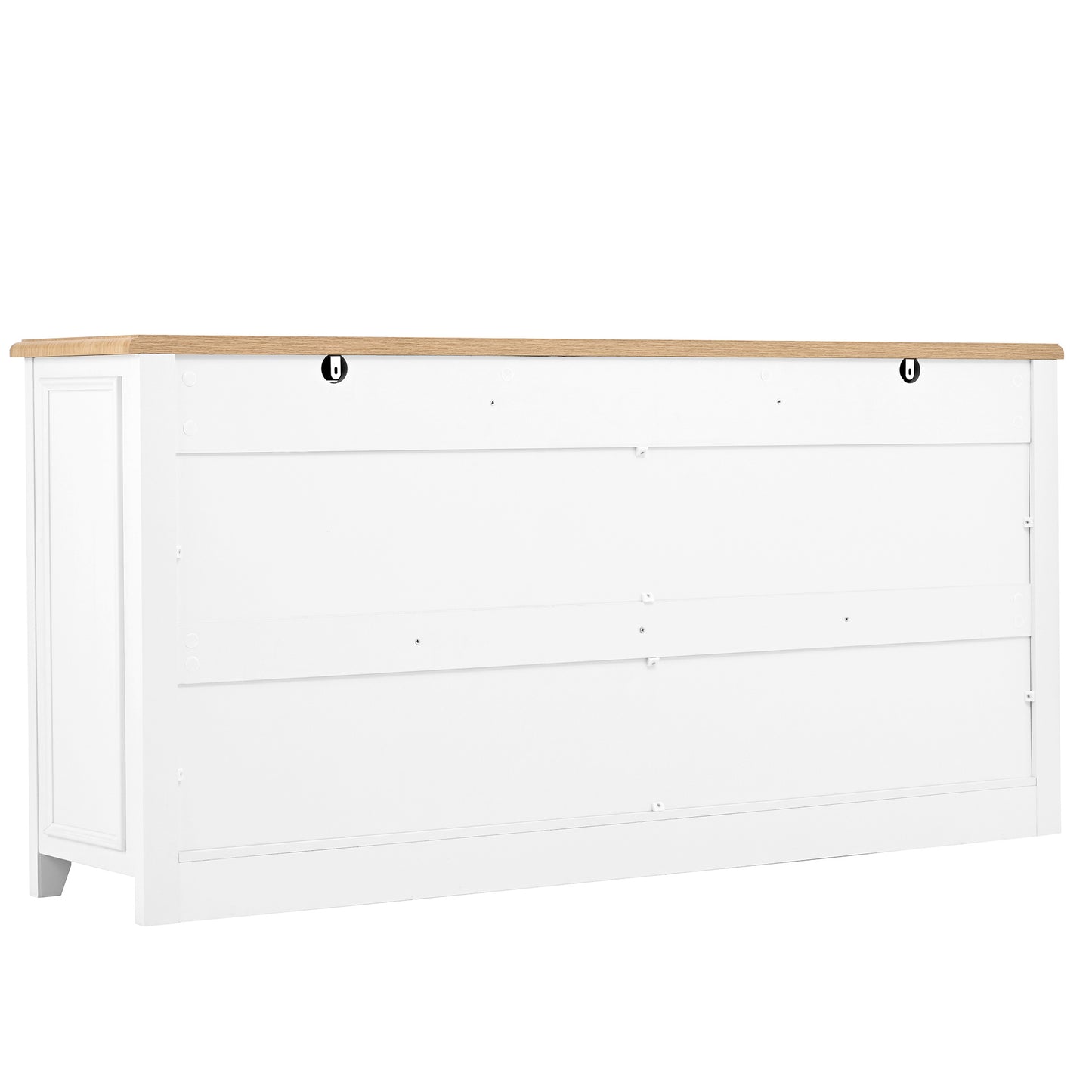 Dressoir – Sideboard – Buffetkast – Opbergkast – Kast – Modern Design – MDF Wit Met Houtlook – 160x35x76 cm – Verstelbare Planken – 3 Lades & 4 Deuren – Zwarte Handgrepen