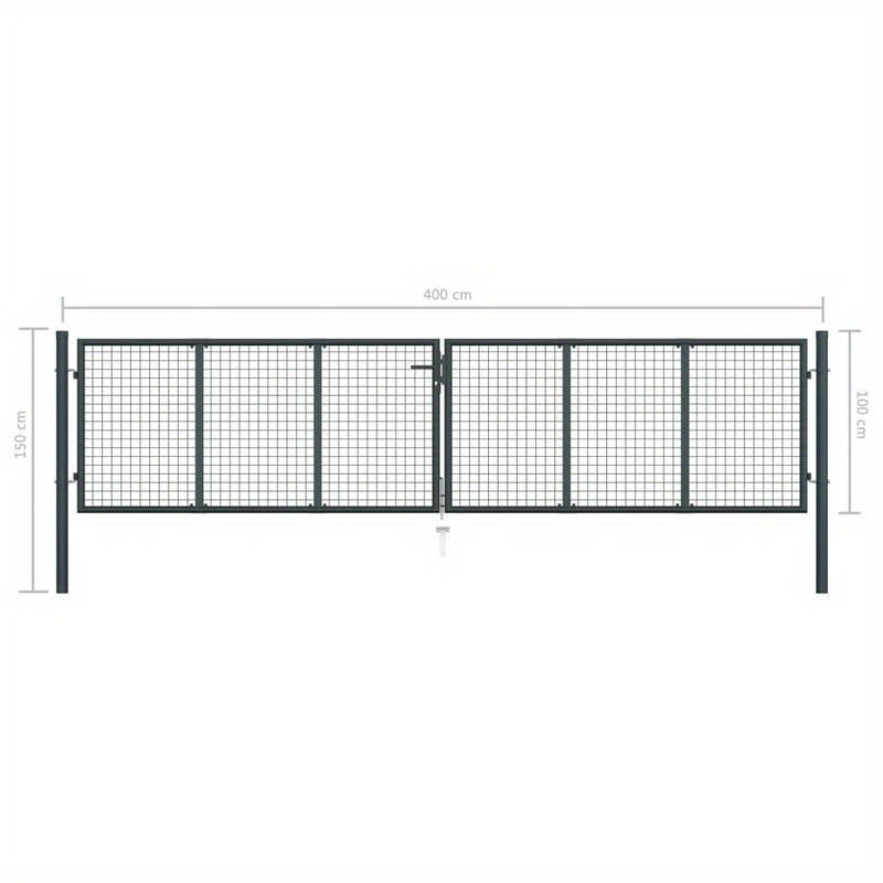 Gaaspoort – Tuinpoort – Afsluitingspoort – Accessoirepoort – Antraciet – Gegalvaniseerd Staal – 400x150 cm – Roest- En Corrosiebestendig