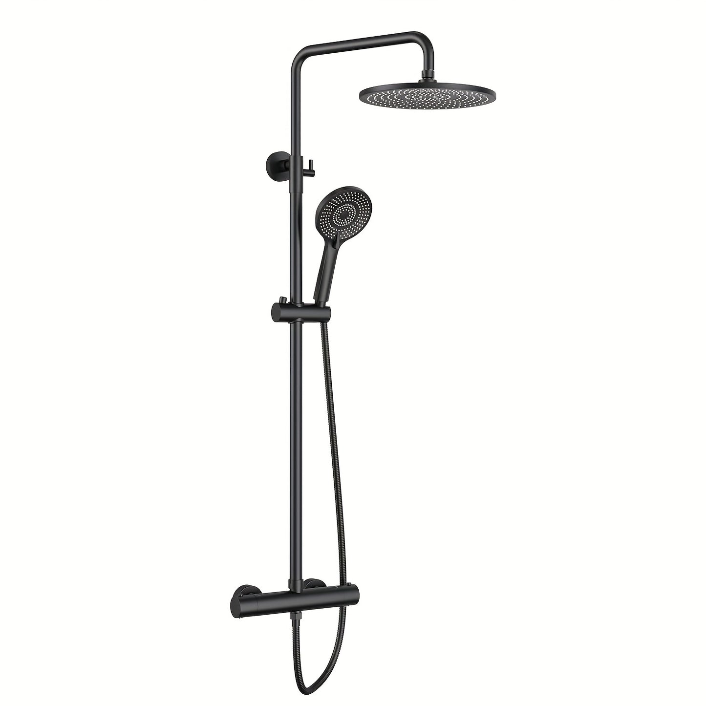 Douchekolom – Douchepaneel – Douchewand – Regendouche – Thermostaatkraan – Verstelbare Hoogte 92-126 cm – 25 cm Ronde Regendouche