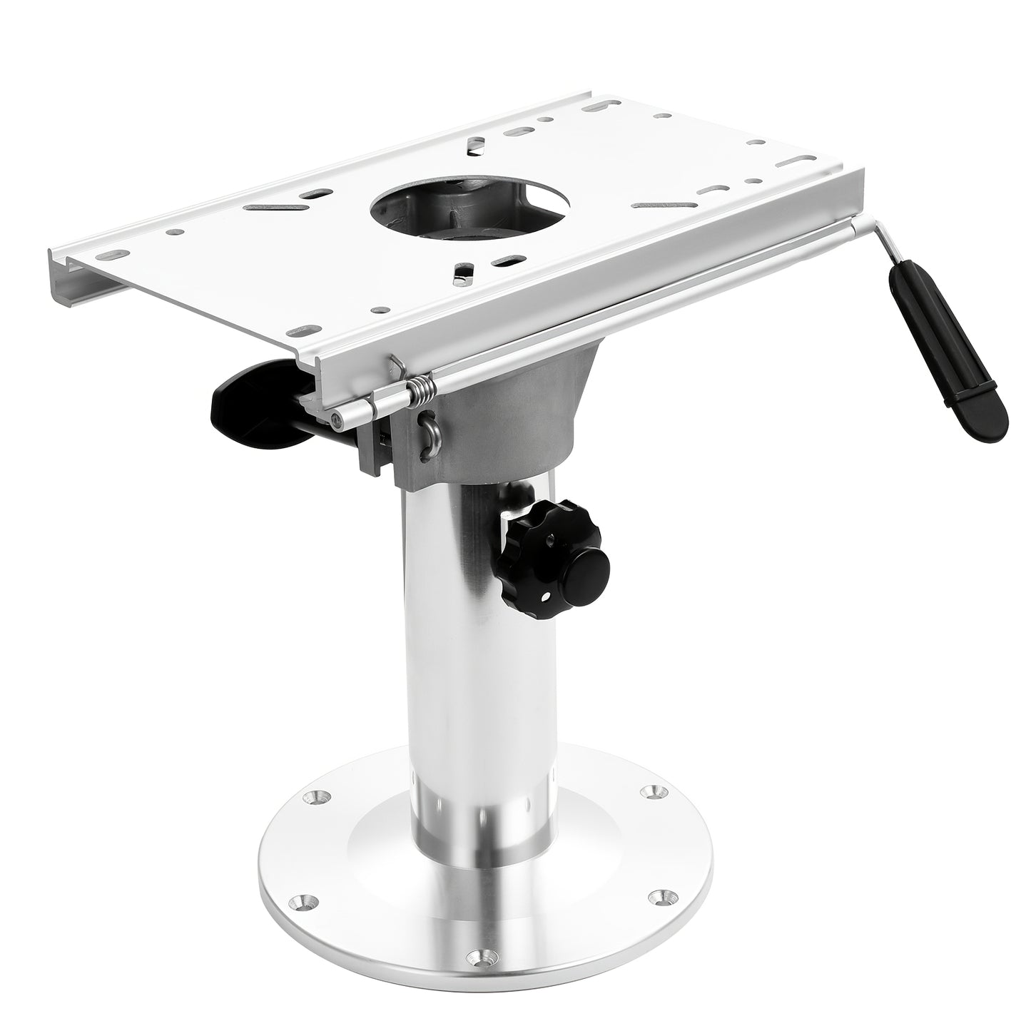 Bootstoelhouder – Bootstoelbasis – Bootstoelmontage – Bootstoelverhoger – Camperstoelhouder – Verstelbare Hoogte 33-48 cm – 360° Draaibaar Met Vergrendeling – Aluminiumlegering Zilverkleurig