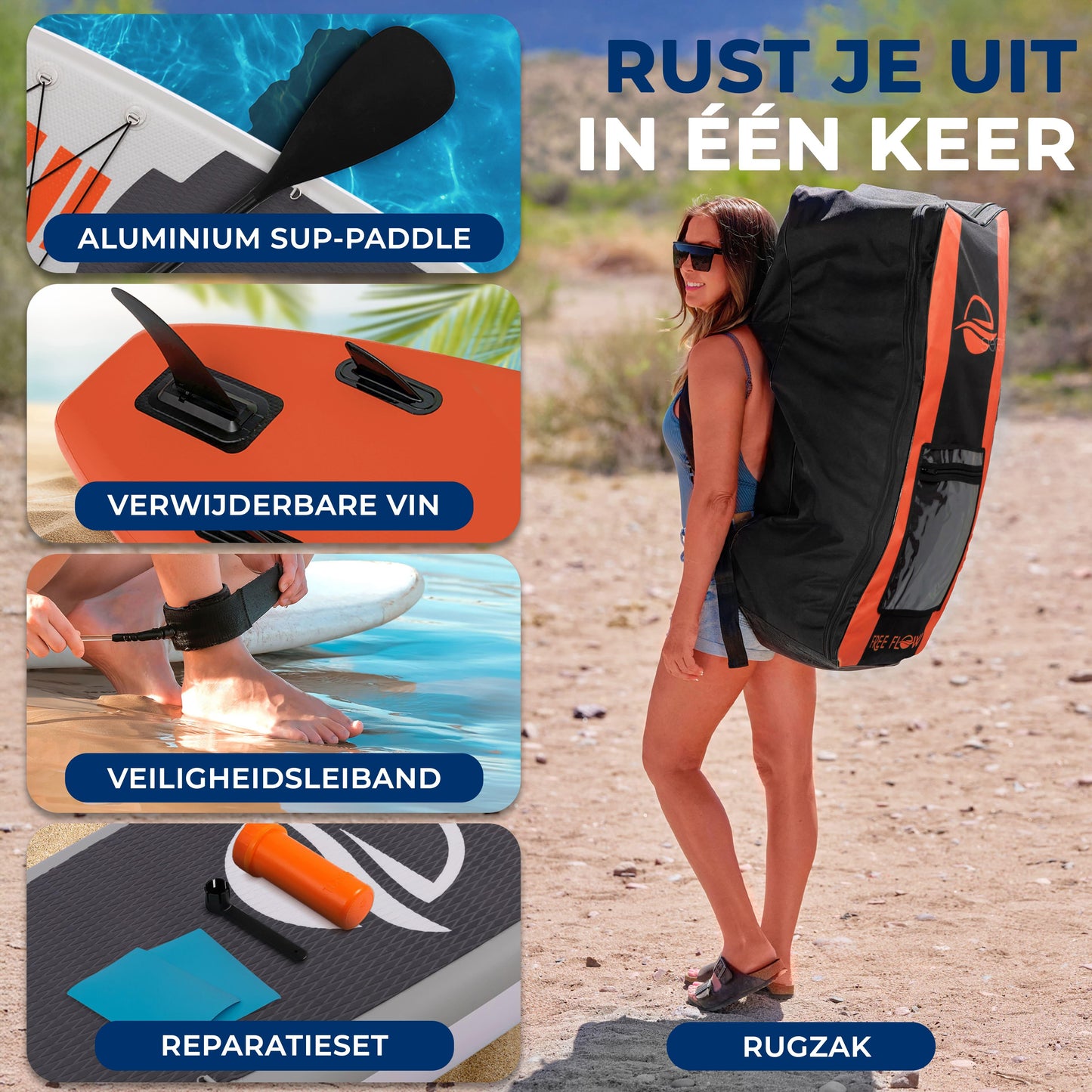 Inflatable SUP Board – Stand Up Paddleboard – Opblaasbaar Paddleboard – Suppen Board – Waterboard – Oranje – 320 cm Lang – Versterkt PVC Met Anti-Slip Deck