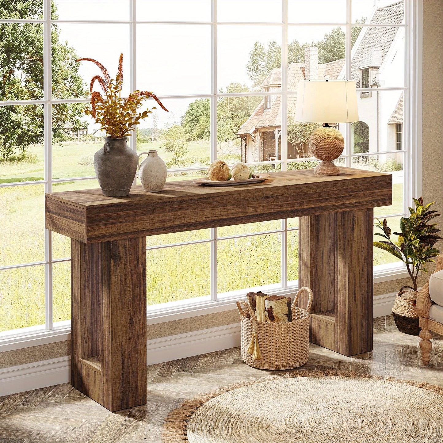 Sofa Tafel – Salontafel – Sidetable – Console Tafel – Haltafel – 160 cm Lang – 2 Opbergniveaus – Gemonteerd geleverd – Rustiek Bruin