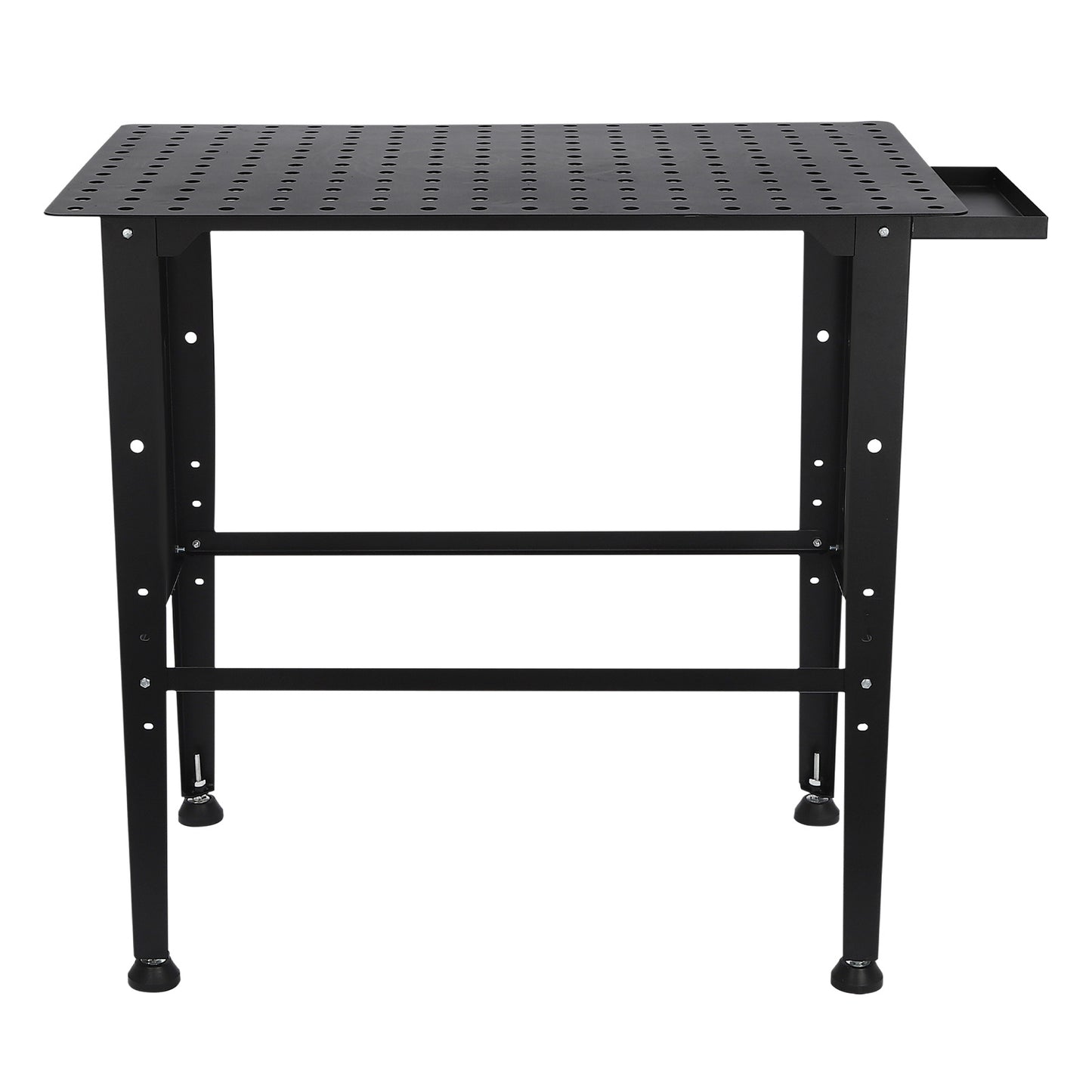 Werkbank Lassen – Werktafel – Montagebank – Lasklemtafel – Werkruimte – Verstelbare Hoogte – Draagvermogen 598,74 kg – Dubbele Opbergplank – Stalen Frame – Compact 91x61 cm – Zwart
