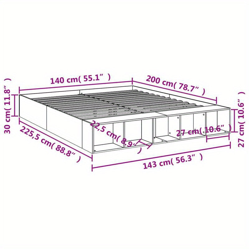 Bedframe Queen Size – Bedframe Met Opbergruimte – Platformbed – Slaapbank – Tweepersoonsbed – Sonoma Eiken – Ruimtebesparend Ontwerp – Stevige Houten Constructie