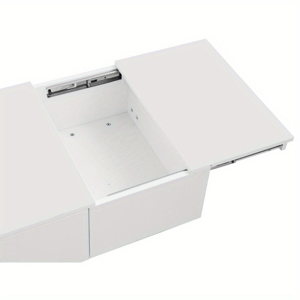 Salontafel – Koffietafel – Bijzettafel – Woonkamertafel – Tafel – Hoogglans Wit – Dubbele Schuifladen – Hout Kunstboard