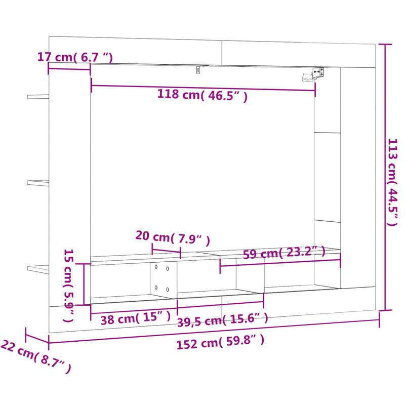 TV-Meubel – TV-Kast – TV-Meubelset – TV-Standaard – Lowboard – Betonlook Grijs – Stalen Frame – Houten Constructie – Geschikt Tot 60 Inch – Compact & Duurzaam