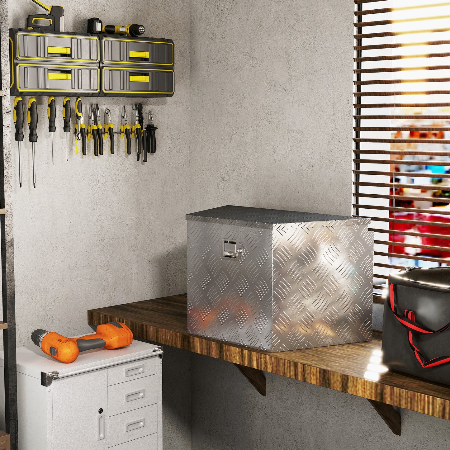 Aluminium Gereedschapskist – Gereedschapskoffer – Opbergkist – Tool Box – Werkplaatskist – Waterdicht – Lichtgewicht 73,7x41x46 cm – Zilver