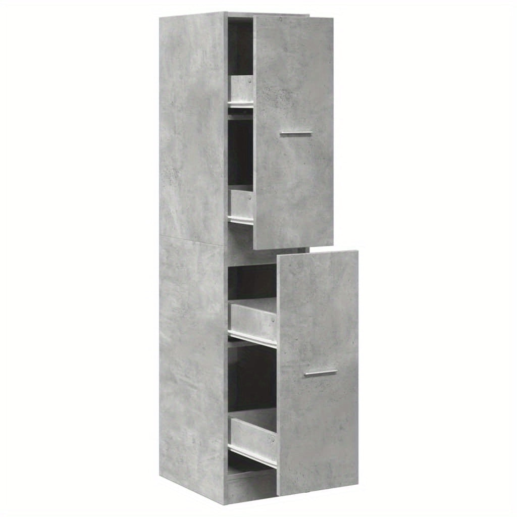Opbergkast – Ladenkast – Georganiseerd Meubel – Opbergmeubel – Kast Cementgrijs – 4 Lades – Gefabriceerd Hout – Compact 30x41x144 cm