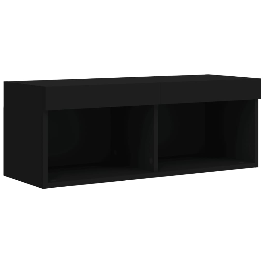 TV Wandmeubel – TV Meubel – Wandkast – TV Kast – Zwevend Meubel – RGB LED Verlichting – Hoogwaardig Houtmateriaal – Zwart