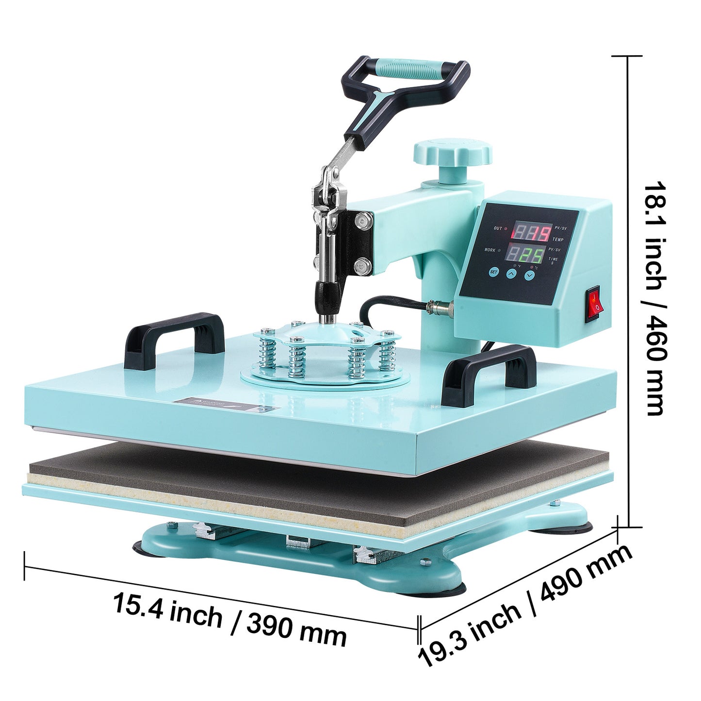 Transferpers – Hittepers – Heat Press – Warmtepers – Drukpers – 8-in-1 Multifunctioneel – Groot Persoppervlak 38x38 cm