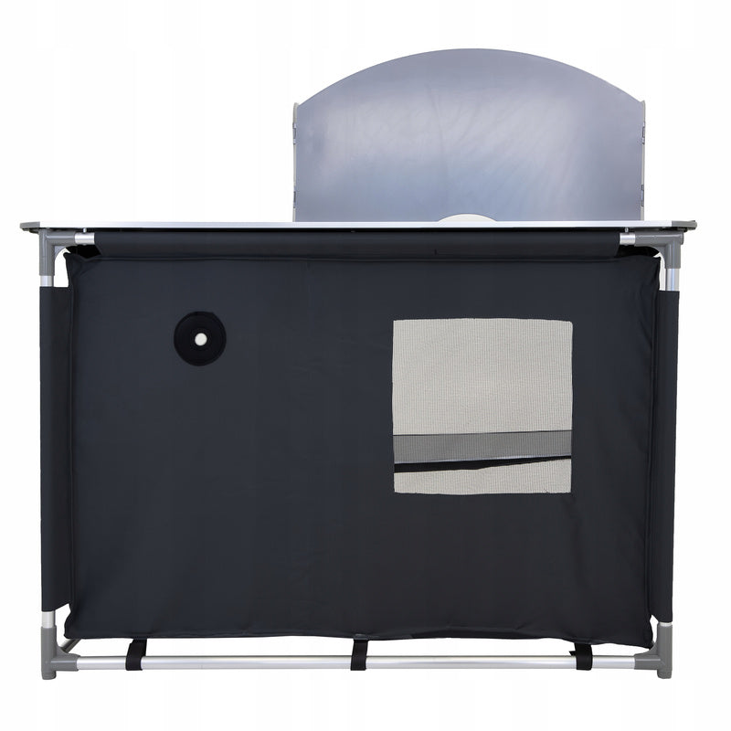 Kampeertafel – Buitenkeukentafel – Opvouwbare Keukentafel – Campingtafel – Outdoor Keukenkast – Inklapbaar & Draagbaar – Hittebestendig Stalen Tafelblad