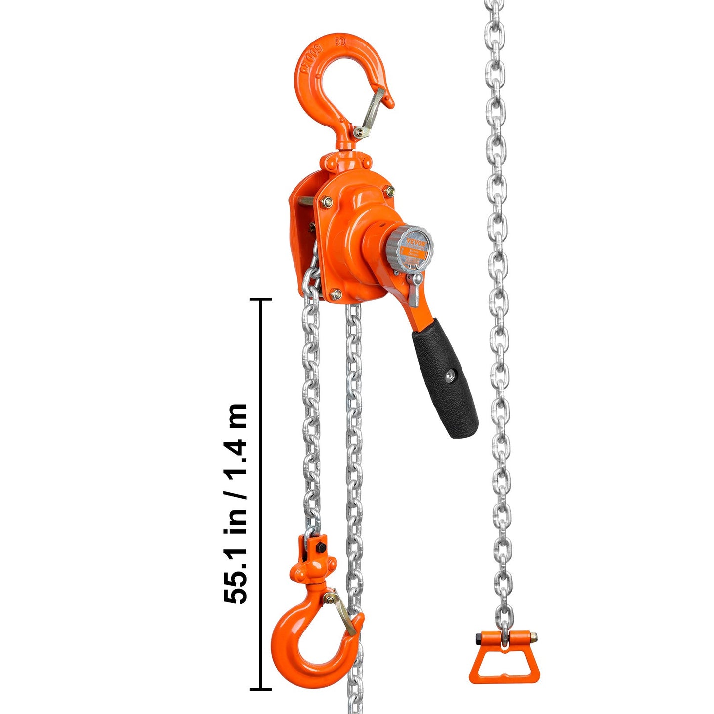 Kettingtakel – Handtakel – Levertakel – Hijstakel – Hijsblok – 1/2 Ton Capaciteit – G80 Gegalvaniseerd Staal – Dubbele Palrem – 360° Draaibare Haak