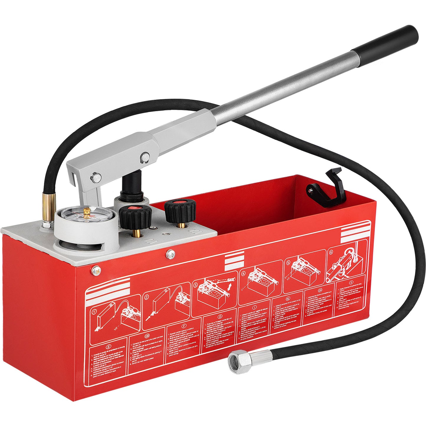 Druktestpomp – Hydrostatische Testpomp – Handpomp – Waterdruktester – Drukmeter – 60 Bar Max Testdruk – 12 Liter Waterreservoir