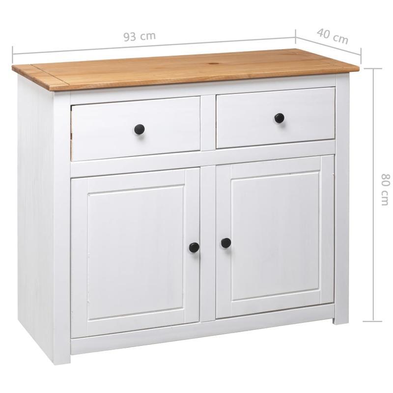 Sideboard – Dressoir – Opbergkast – Kast – Wit – Massief Dennenhout – Verwijderbare Opbergboxen – 93x40x80 cm – Praktisch & Stijlvol