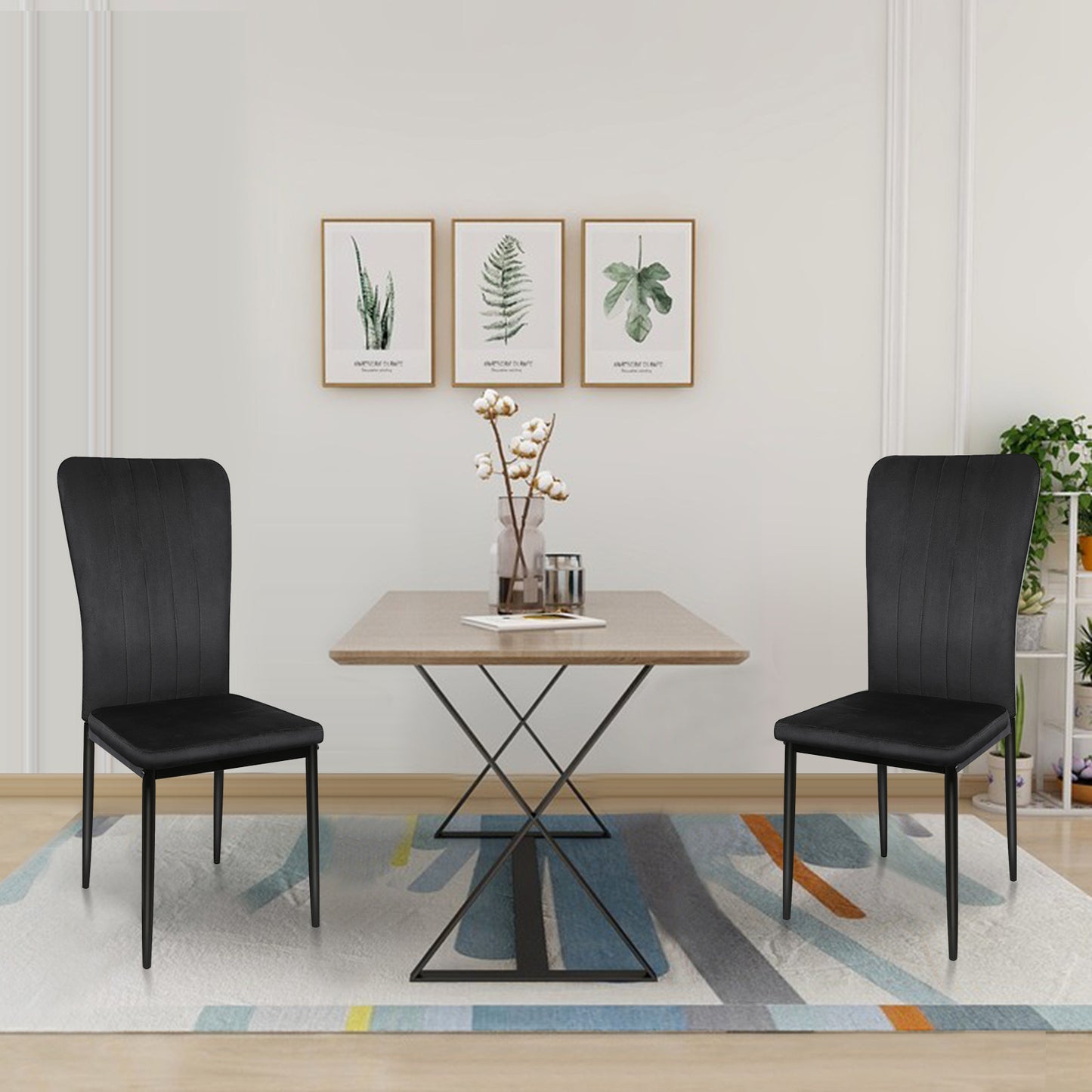 Eetkamerstoel – Kuipstoel – Stoel – Dining Chair – Set Van 4 – Zwart – Velvet Bekleding – Hoog Rugleuning – Metalen Frame – 40x37x97 cm – Max. Draagvermogen 120 kg
