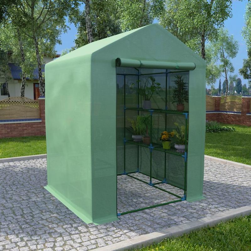 Kweekkas – Tuinkas – Broeikas – Plantenkas – Serre – Stalen Frame – 143x143x195 cm – Ventilatie – Duurzaam Zwart Metaal Met Groene Mesh