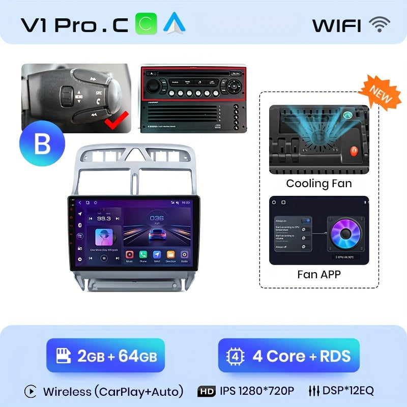 Multimedia Autospeler – Auto Radio – Navigatiesysteem – Touchscreen Radio – Android Auto – 9 Inch Scherm – WiFi Wifi Connectiviteit – 2GB RAM 64GB Opslag