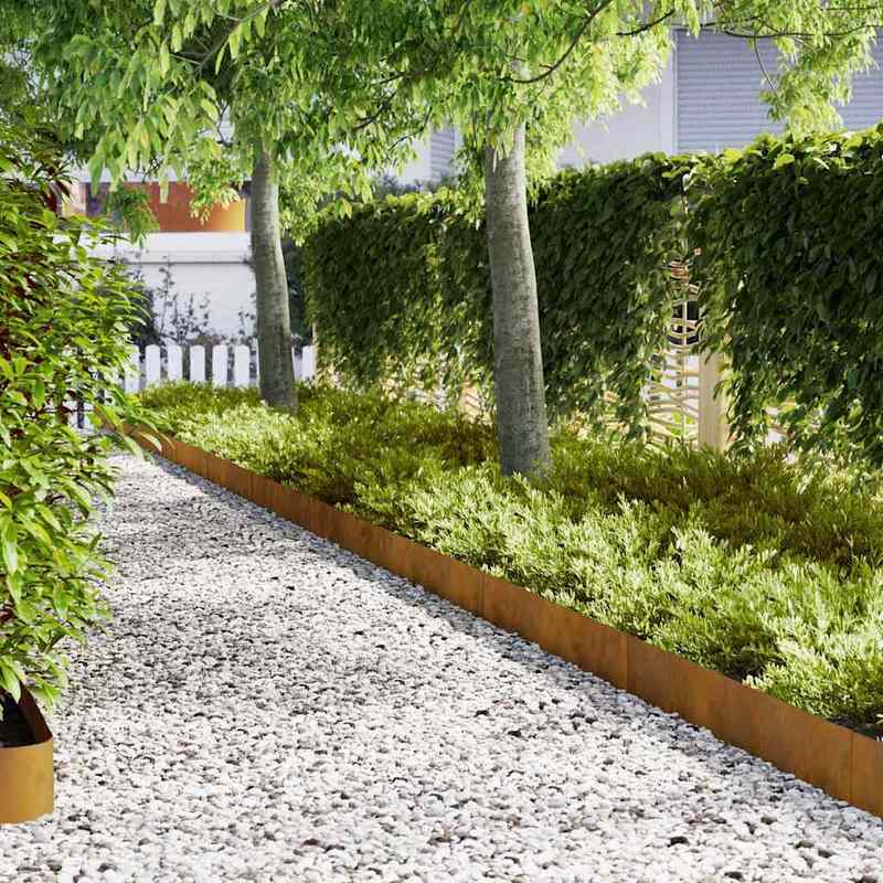Landschapsrand – Tuinborder – Opritafscheiding – Padafbakening – Tuinbestrating – Weerbestendig Staal – 20-delige Set Bruin