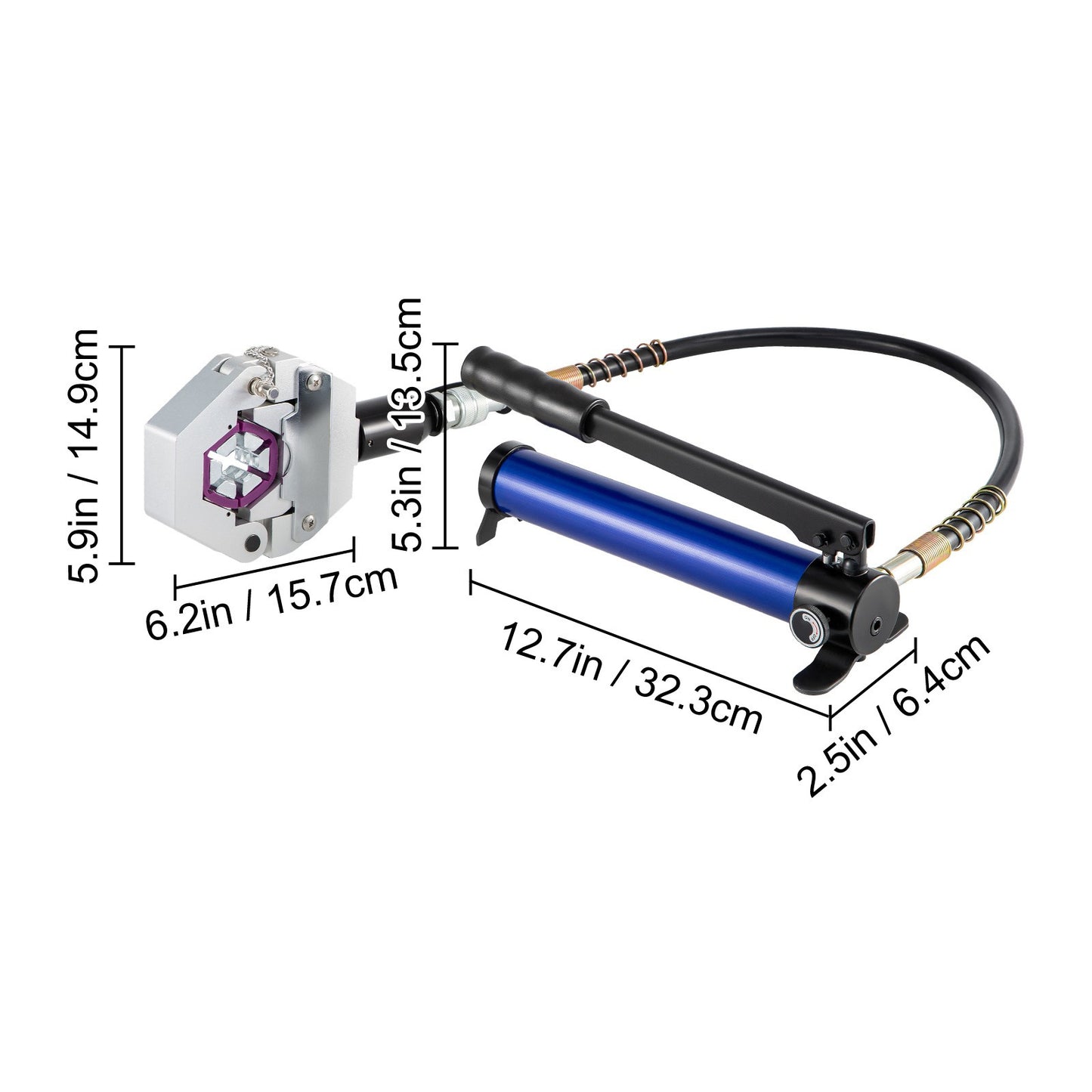 Hydraulische Slangkrimptang – Slangpers – Slangkrimpset – Airco Krimptang – Koolstofslang Krimpper – Aluminium Frame – 7 Matrijzen – Gescheiden Hydraulisch Systeem