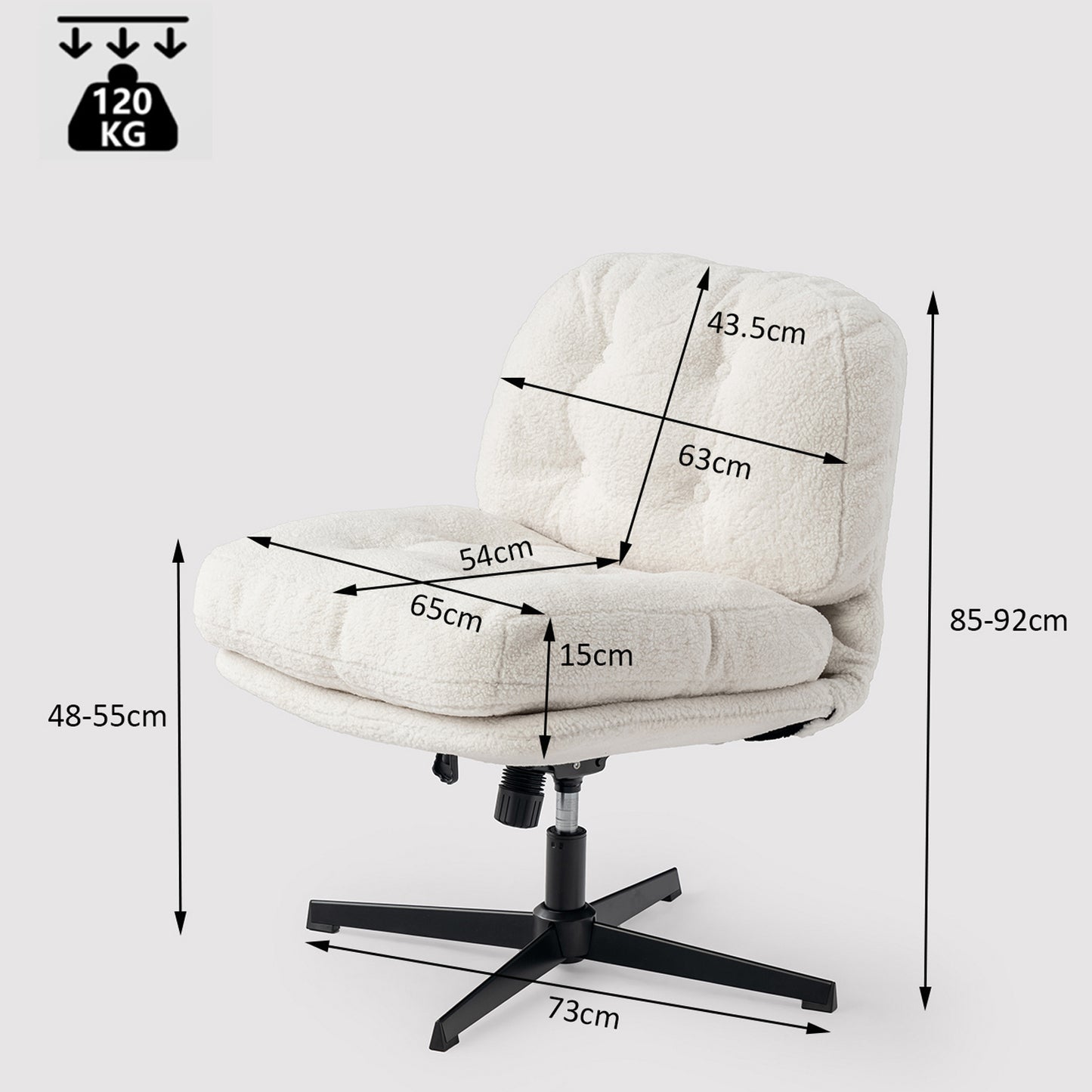 Witte Stoel – Bureaustoel – Draaistoel – Eetkamerstoel – Fauteuil – 360° Draaibaar – Verstelbare Zithoogte 48-55 cm